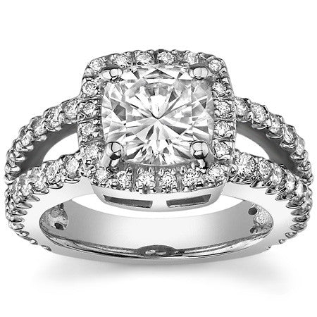 Cushion Halo Moissanite Engagement Ring