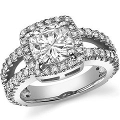 Cushion Halo Moissanite Engagement Ring