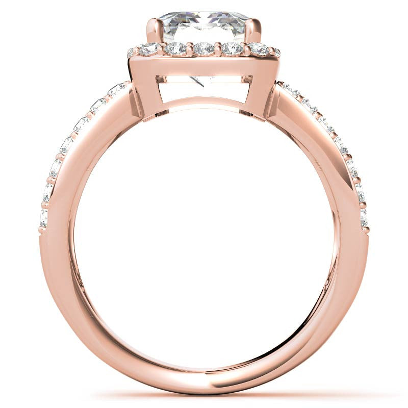 Radiant/Emerald Halo Split Shank Moissanite Engagement Ring