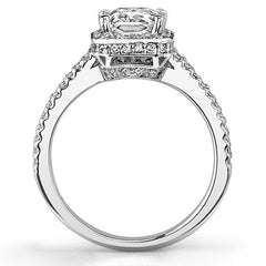 Radiant/Emerald Halo Split Shank Moissanite Engagement Ring.