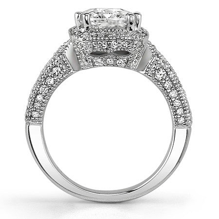 Radiant/Emerald Halo Split Shank Moissanite Engagement Ring