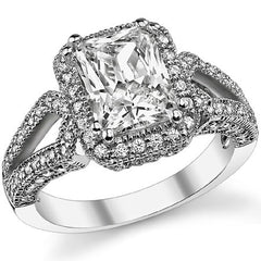 Radiant/Emerald Halo Split Shank Moissanite Engagement Ring