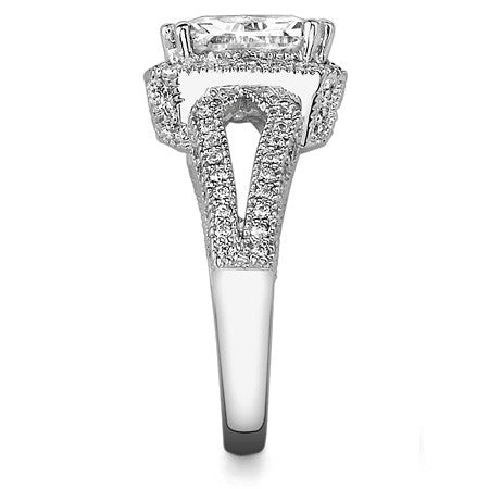 Radiant/Emerald Halo Split Shank Moissanite Engagement Ring
