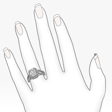 Radiant/Emerald Halo Split Shank Moissanite Engagement Ring