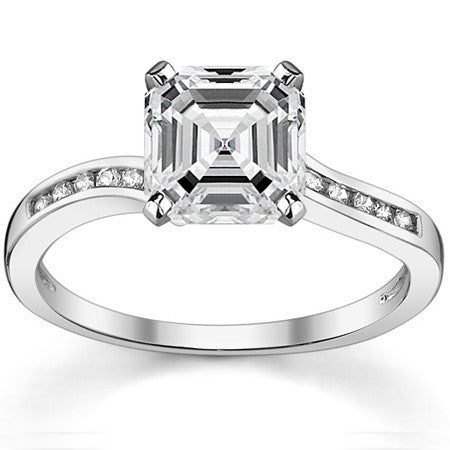 Round Brilliant Moissanite Bypass Engagement Ring, 0.12ct
