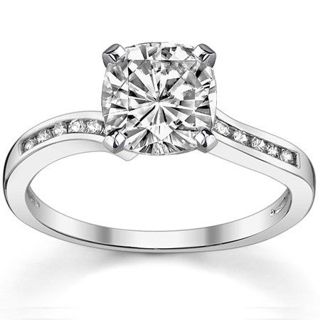 Round Brilliant Moissanite Bypass Engagement Ring, 0.12ct