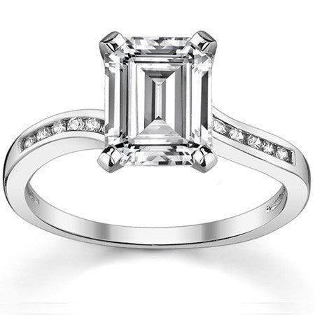 Round Brilliant Moissanite Bypass Engagement Ring, 0.12ct