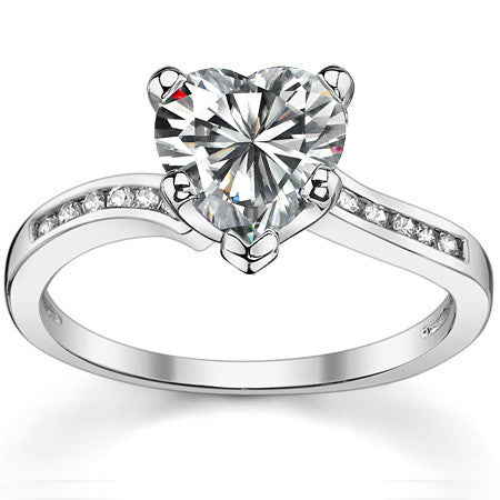 Round Brilliant Moissanite Bypass Engagement Ring, 0.12ct