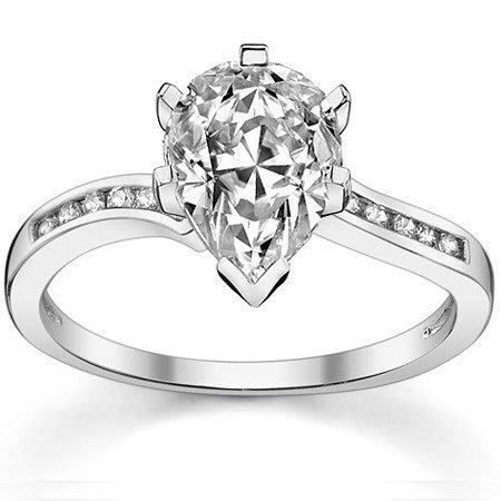 Round Brilliant Moissanite Bypass Engagement Ring, 0.12ct