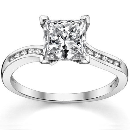 Round Brilliant Moissanite Bypass Engagement Ring, 0.12ct