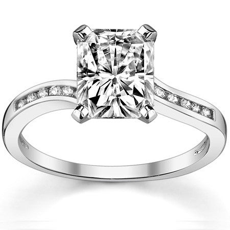 Round Brilliant Moissanite Bypass Engagement Ring, 0.12ct