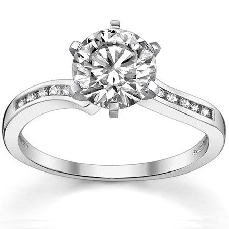 Round Brilliant Moissanite Bypass Engagement Ring, 0.12ct