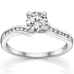 Round Brilliant Moissanite Bypass Engagement Ring, 0.12ct