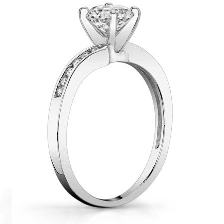 Round Brilliant Moissanite Bypass Engagement Ring, 0.12ct