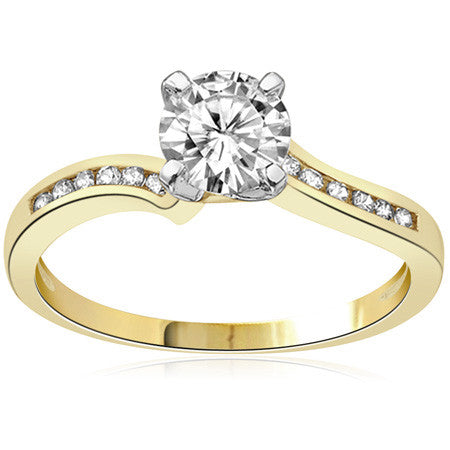 Round Brilliant Moissanite Bypass Engagement Ring, 0.12ct
