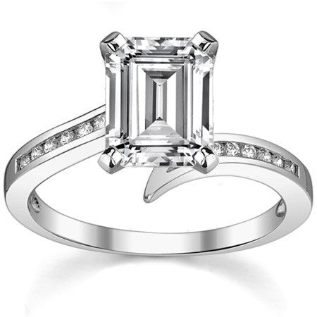 Round Brilliant Moissanite & Diamond Bypass Engagement Ring, 0.11ct
