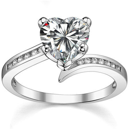 Round Brilliant Moissanite & Diamond Bypass Engagement Ring, 0.11ct