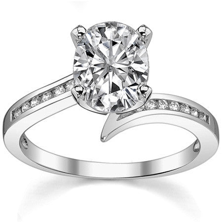 Round Brilliant Moissanite & Diamond Bypass Engagement Ring, 0.11ct