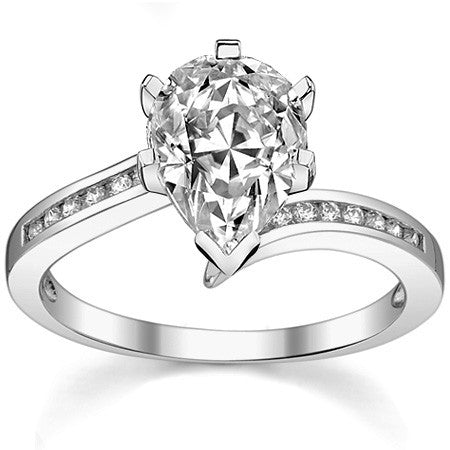 Round Brilliant Moissanite & Diamond Bypass Engagement Ring, 0.11ct