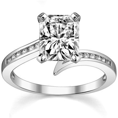 Round Brilliant Moissanite & Diamond Bypass Engagement Ring, 0.11ct