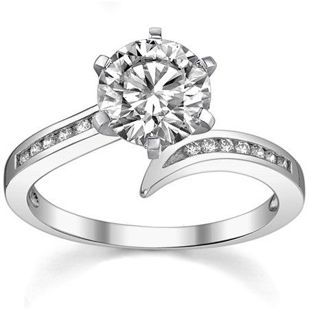 Round Brilliant Moissanite & Diamond Bypass Engagement Ring, 0.11ct