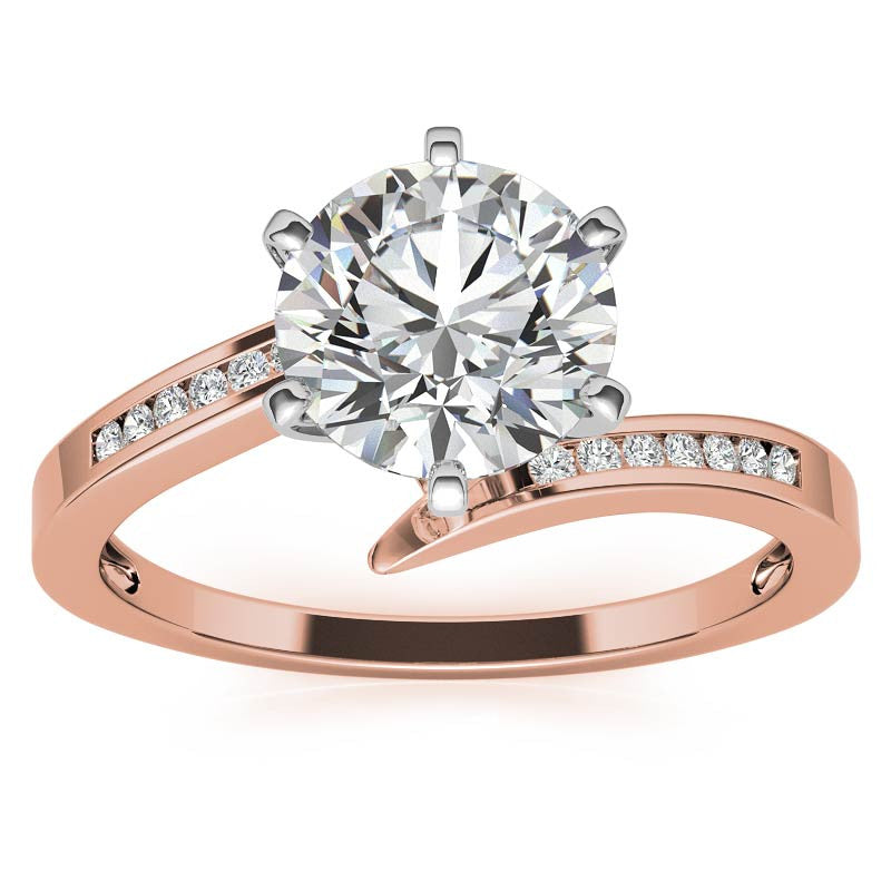 Round Brilliant Moissanite & Diamond Bypass Engagement Ring, 0.11ct