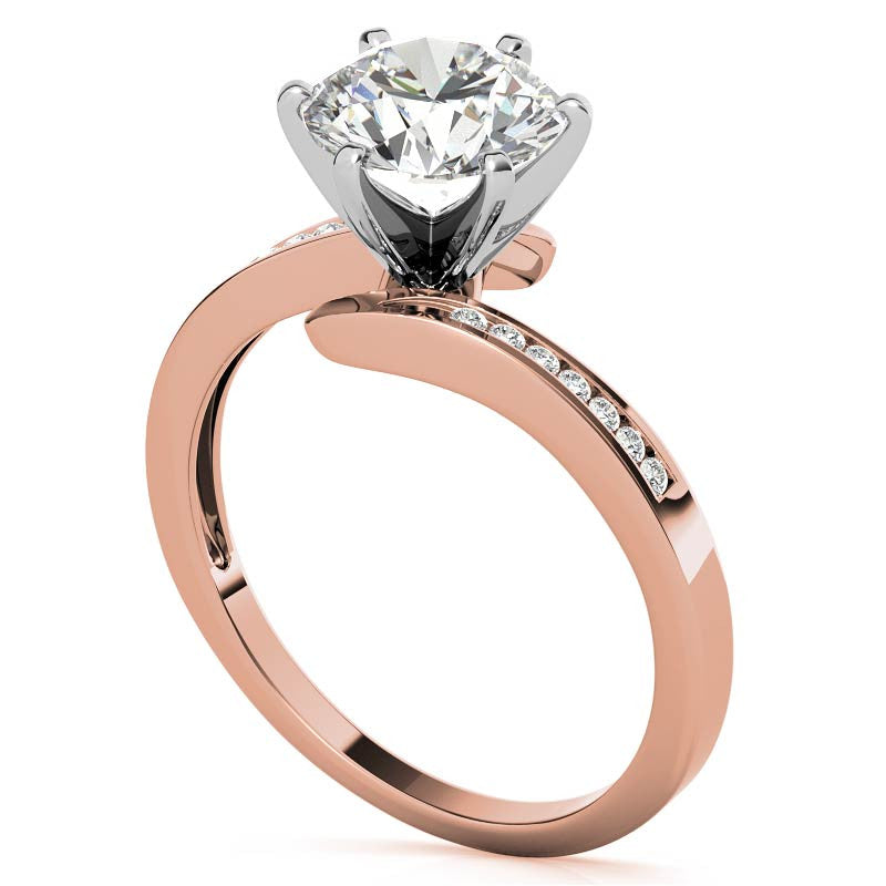Round Brilliant Moissanite & Diamond Bypass Engagement Ring, 0.11ct
