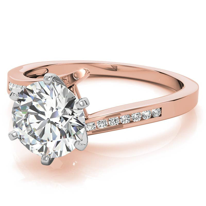 Round Brilliant Moissanite & Diamond Bypass Engagement Ring, 0.11ct