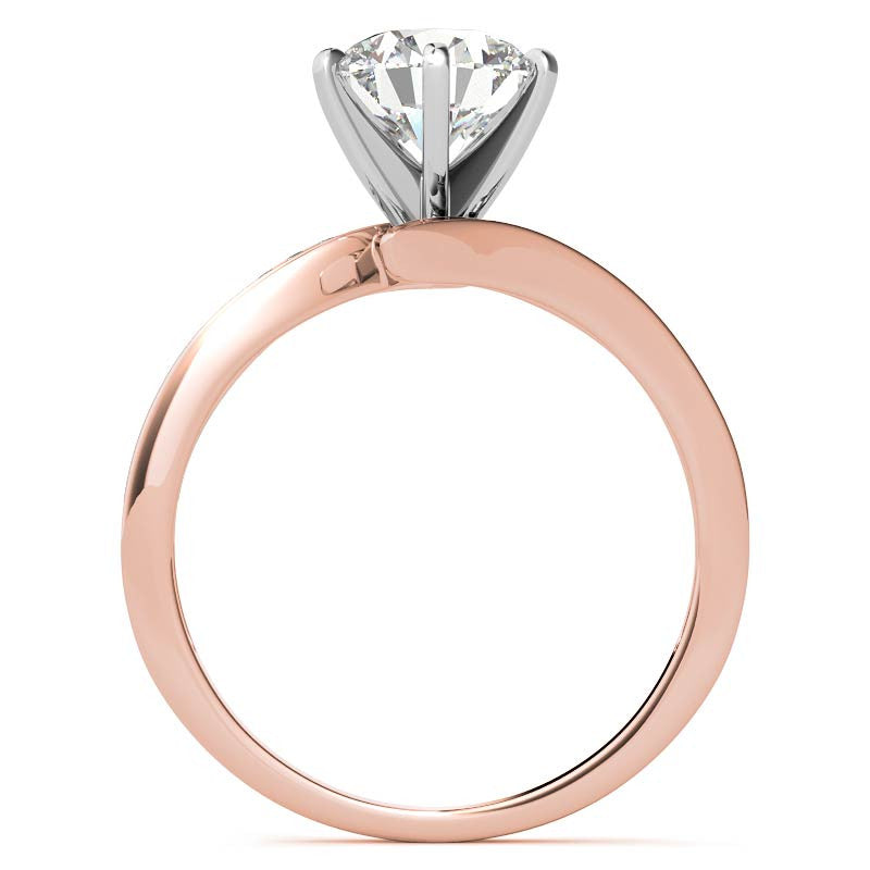 Round Brilliant Moissanite & Diamond Bypass Engagement Ring, 0.11ct