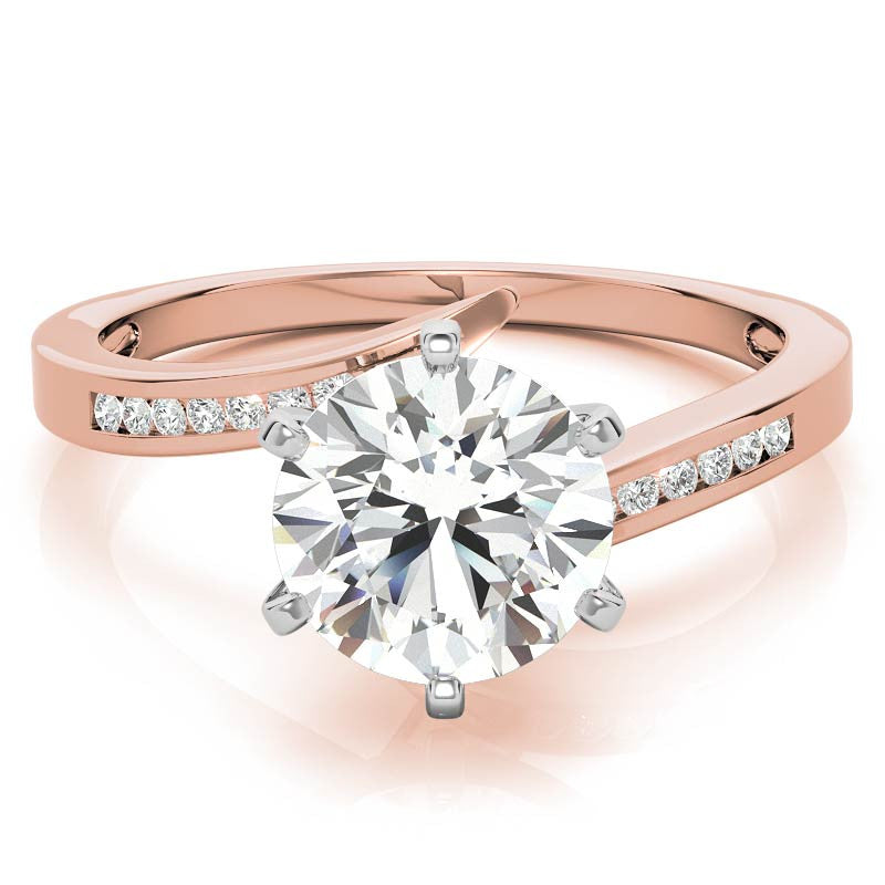 Round Brilliant Moissanite & Diamond Bypass Engagement Ring, 0.11ct
