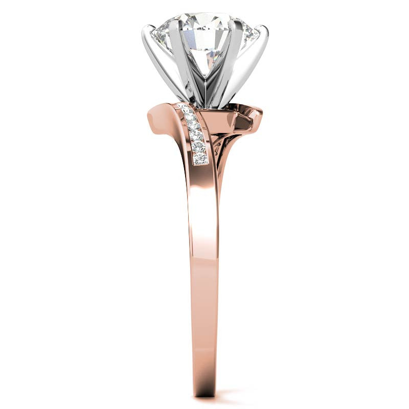 Round Brilliant Moissanite & Diamond Bypass Engagement Ring, 0.11ct