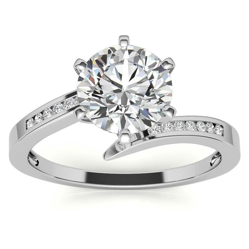 Round Brilliant Moissanite & Diamond Bypass Engagement Ring, 0.11ct