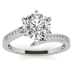Round Brilliant Moissanite & Diamond Bypass Engagement Ring, 0.11ct