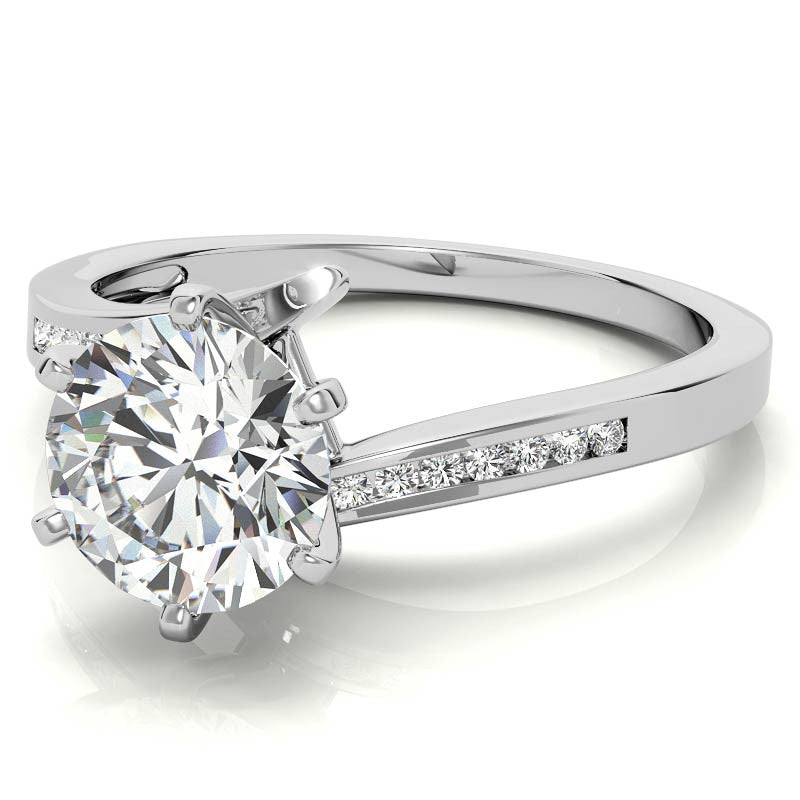 Round Brilliant Moissanite & Diamond Bypass Engagement Ring, 0.11ct