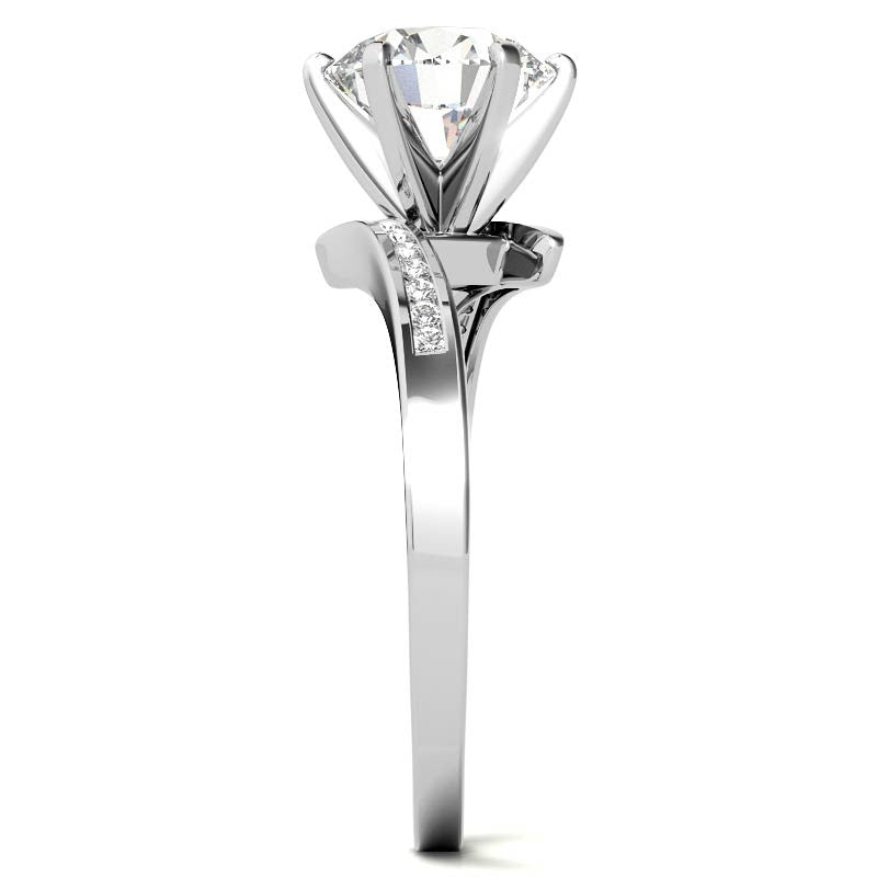 Round Brilliant Moissanite & Diamond Bypass Engagement Ring, 0.11ct