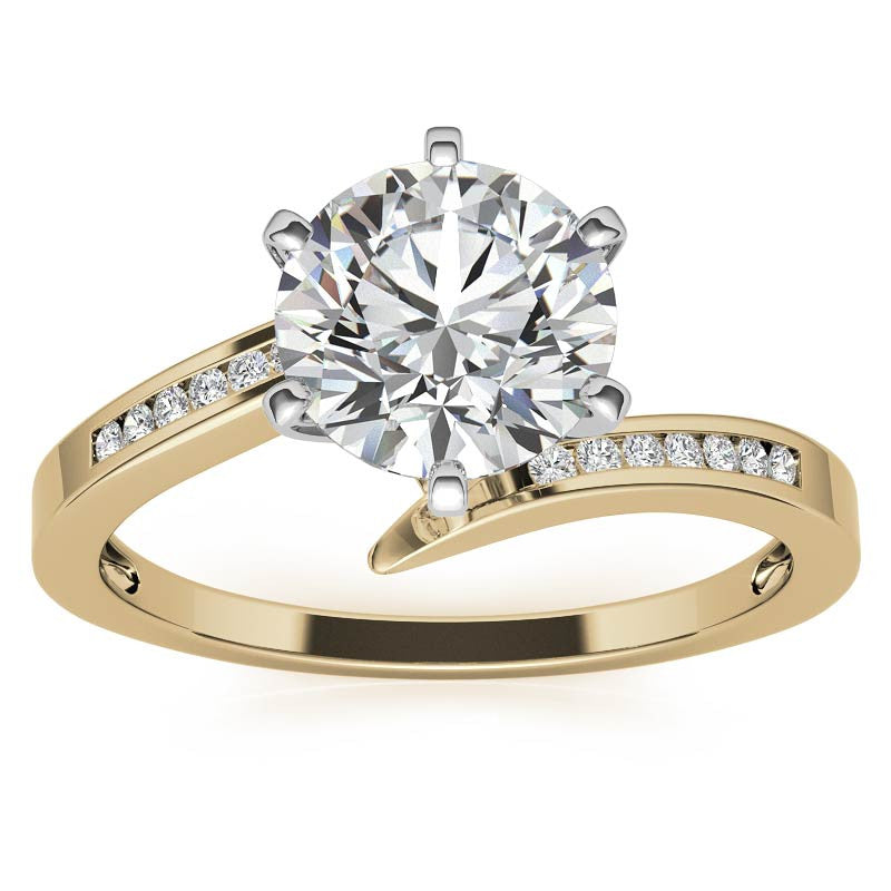 Round Brilliant Moissanite & Diamond Bypass Engagement Ring, 0.11ct
