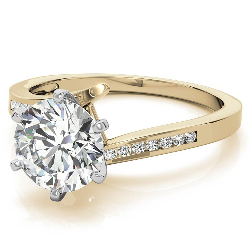 Round Brilliant Moissanite & Diamond Bypass Engagement Ring, 0.11ct