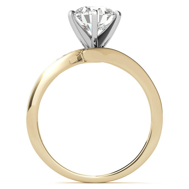 Round Brilliant Moissanite & Diamond Bypass Engagement Ring, 0.11ct