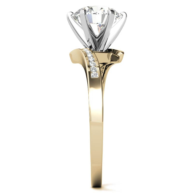 Round Brilliant Moissanite & Diamond Bypass Engagement Ring, 0.11ct