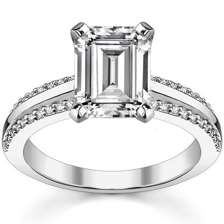 Round Brilliant Moissanite & Diamond Engagement Ring, 0.22ct