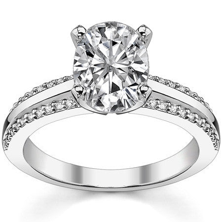 Round Brilliant Moissanite & Diamond Engagement Ring, 0.22ct