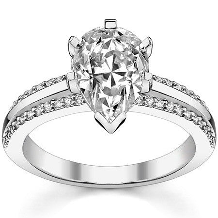 Round Brilliant Moissanite & Diamond Engagement Ring, 0.22ct
