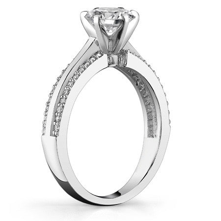 Round Brilliant Moissanite & Diamond Engagement Ring, 0.22ct