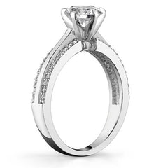 Round Brilliant Moissanite & Diamond Engagement Ring, 0.22ct