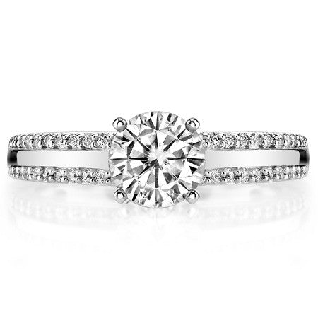 Round Brilliant Moissanite & Diamond Engagement Ring, 0.22ct