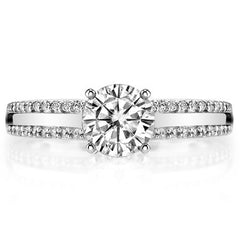 Round Brilliant Moissanite & Diamond Engagement Ring, 0.22ct