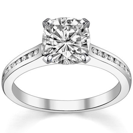 Round Brilliant Moissanite Channel Engagement Ring, 0.18ct