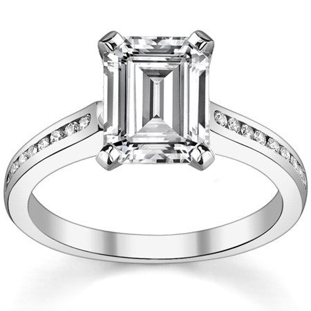 Round Brilliant Moissanite Channel Engagement Ring, 0.18ct