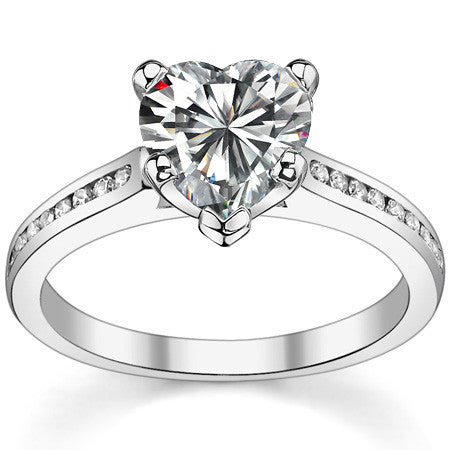 Round Brilliant Moissanite Channel Engagement Ring, 0.18ct