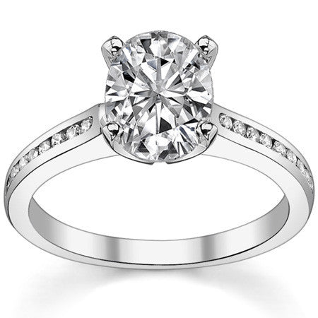 Round Brilliant Moissanite Channel Engagement Ring, 0.18ct